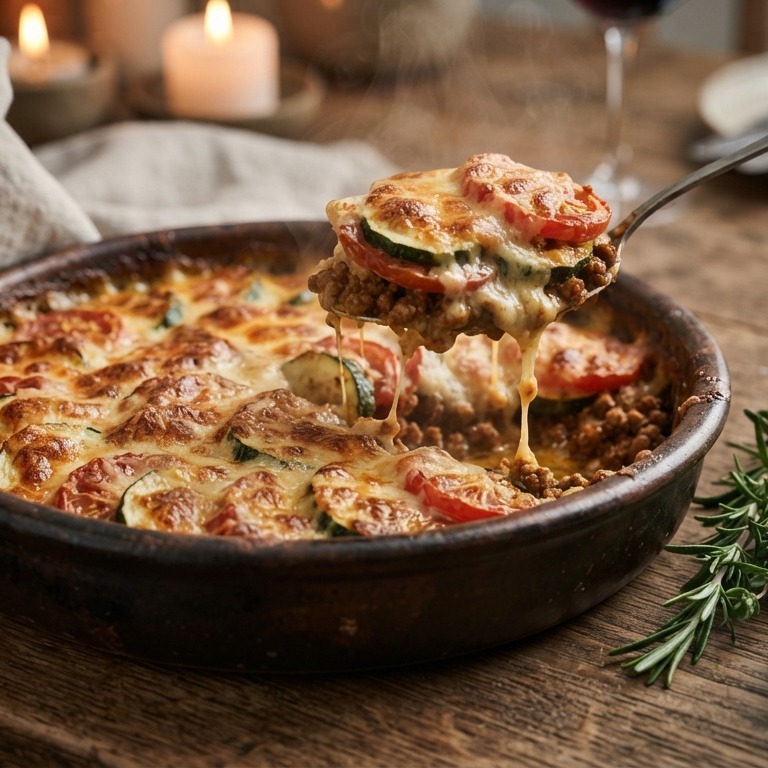 Ovenschotel met gehakt, courgette en tomaat recept