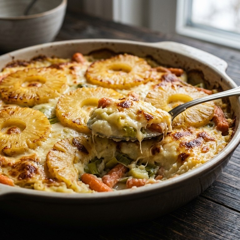 Ovenschotel met prei en ananas recept