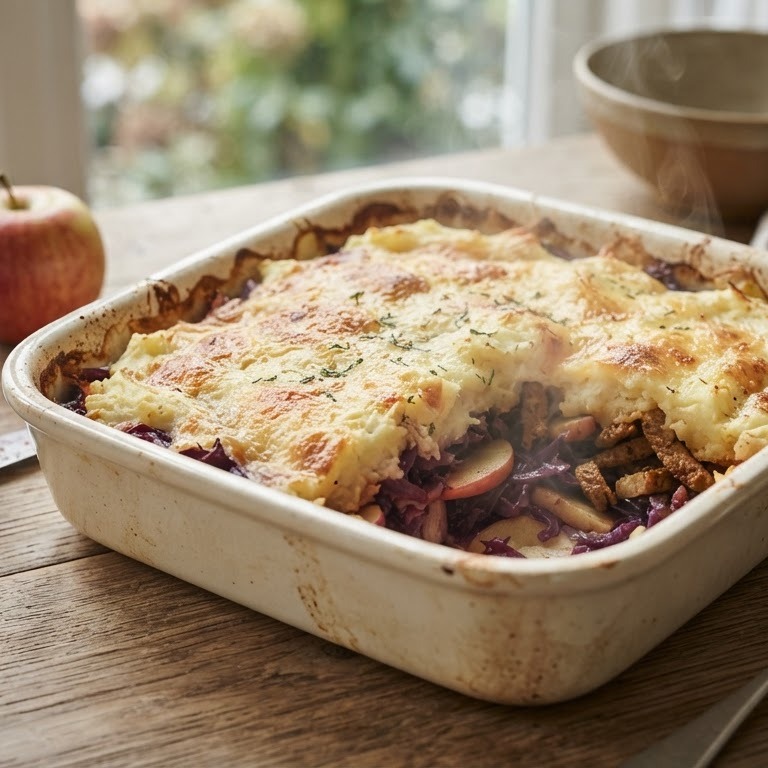 Ovenschotel met rode kool & gyrosvlees recept
