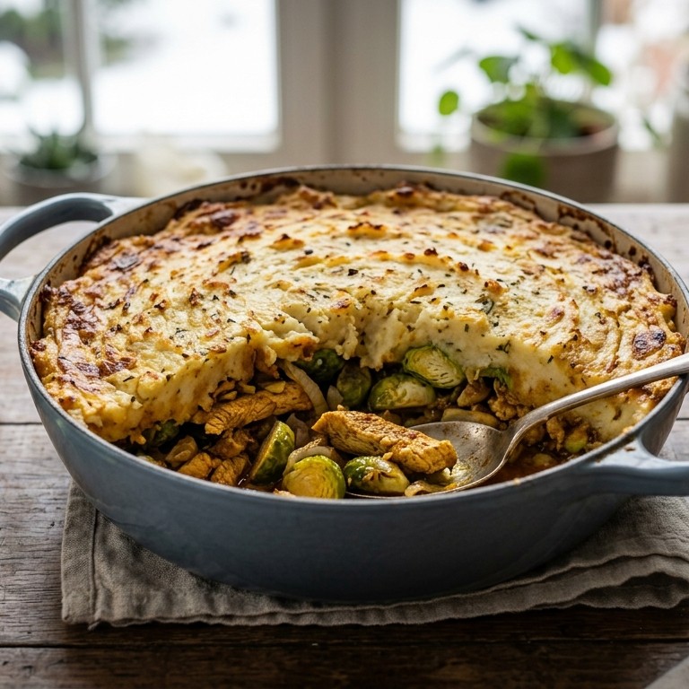 Ovenschotel met spruitjes en shoarma recept