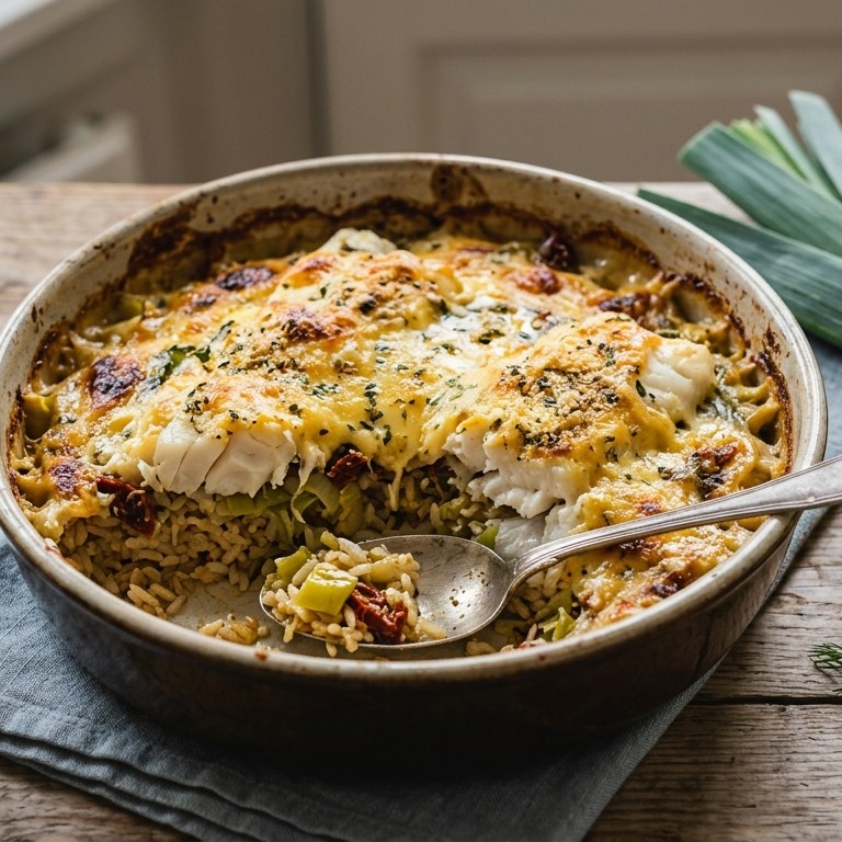 Ovenschotel met vis en prei recept
