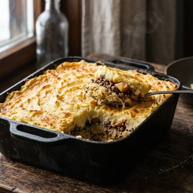 Ovenschotel met zuurkool en gehakt recept