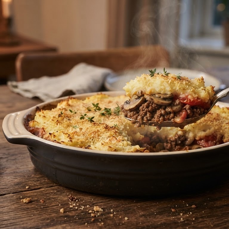Ovenschotel van gehakt, champignons en tomaten recept