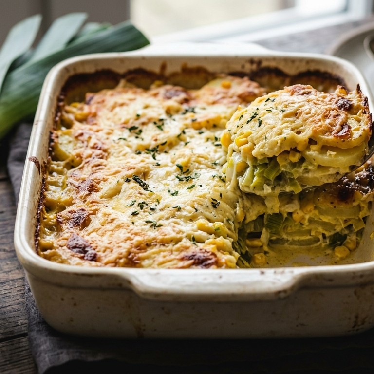 Ovenschotel van prei en romige aardappeltjes recept