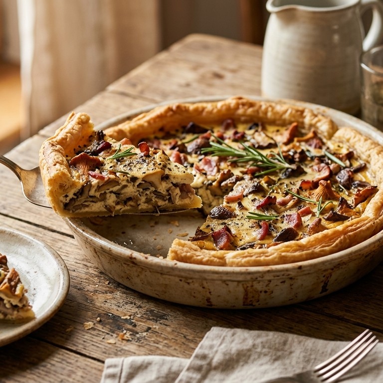 Paddenstoelentaart met spek recept