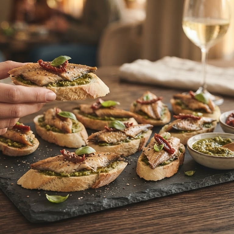 Paling-pestotoastjes recept