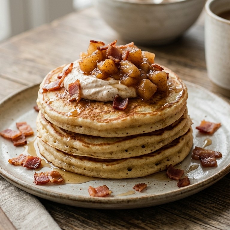 Pancakes met appelcompote en kaneelmascarpone voor de brunch recept
