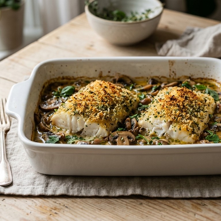 Pangafilet met champignonkruidensaus recept