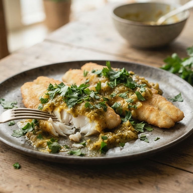 Pangafilet met kerrie en peterselie recept