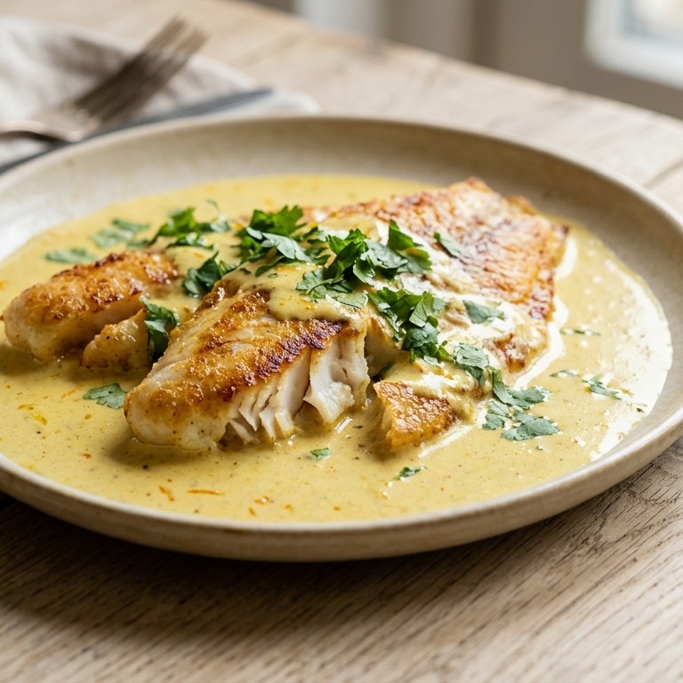 Pangafilet met romige kerriesaus recept