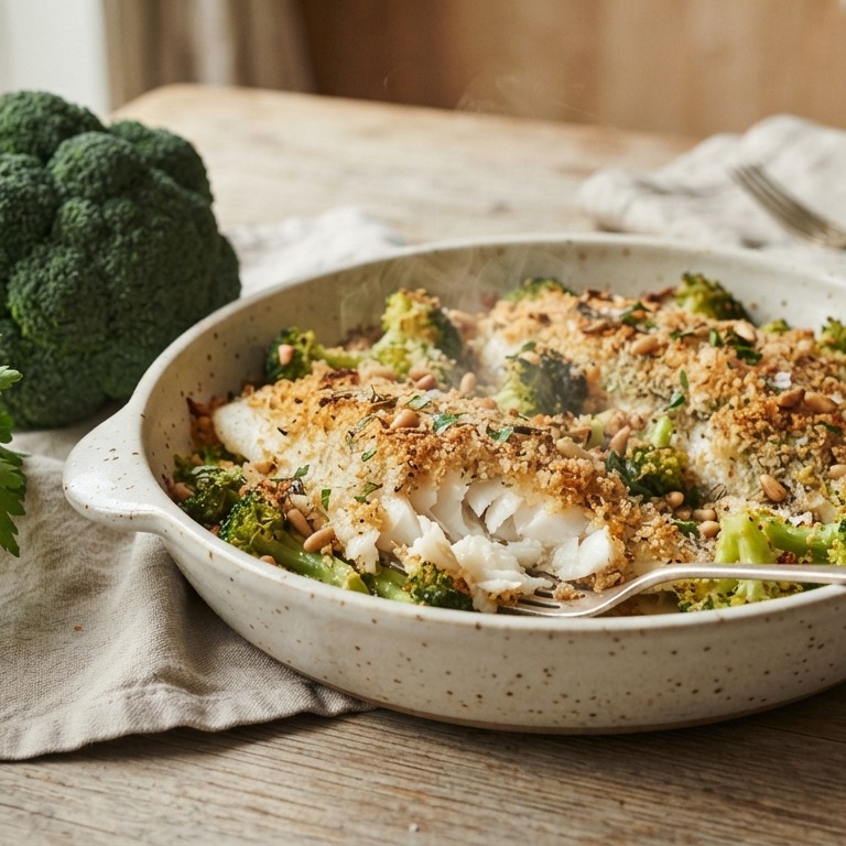 Pangafilets en broccoli met een korstje recept