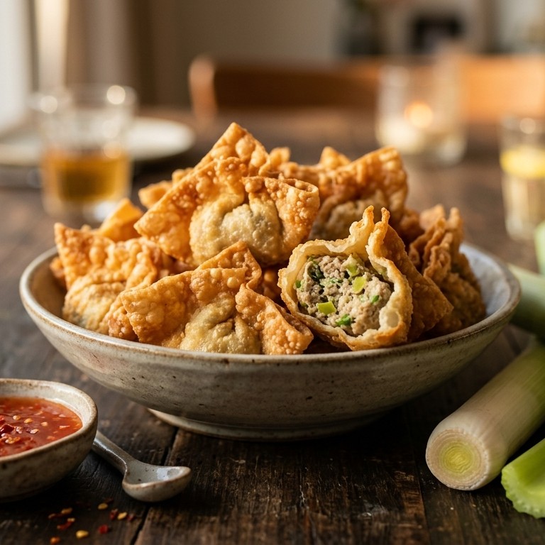 Pangsit met varkensvlees en prei recept