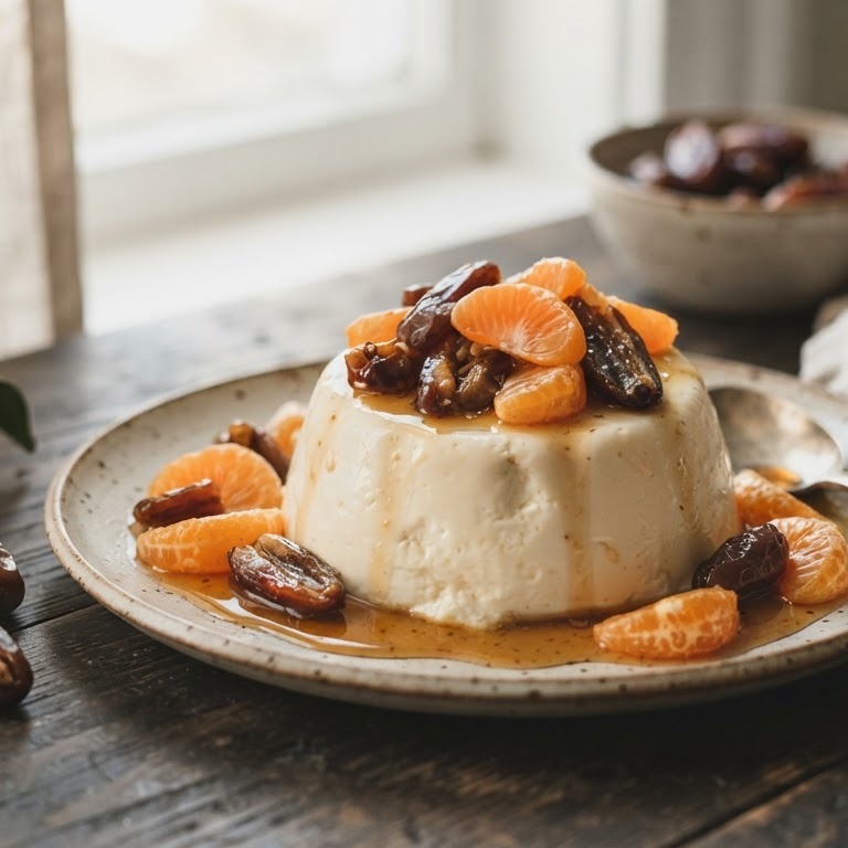 Panna cotta met clementines en dadels recept