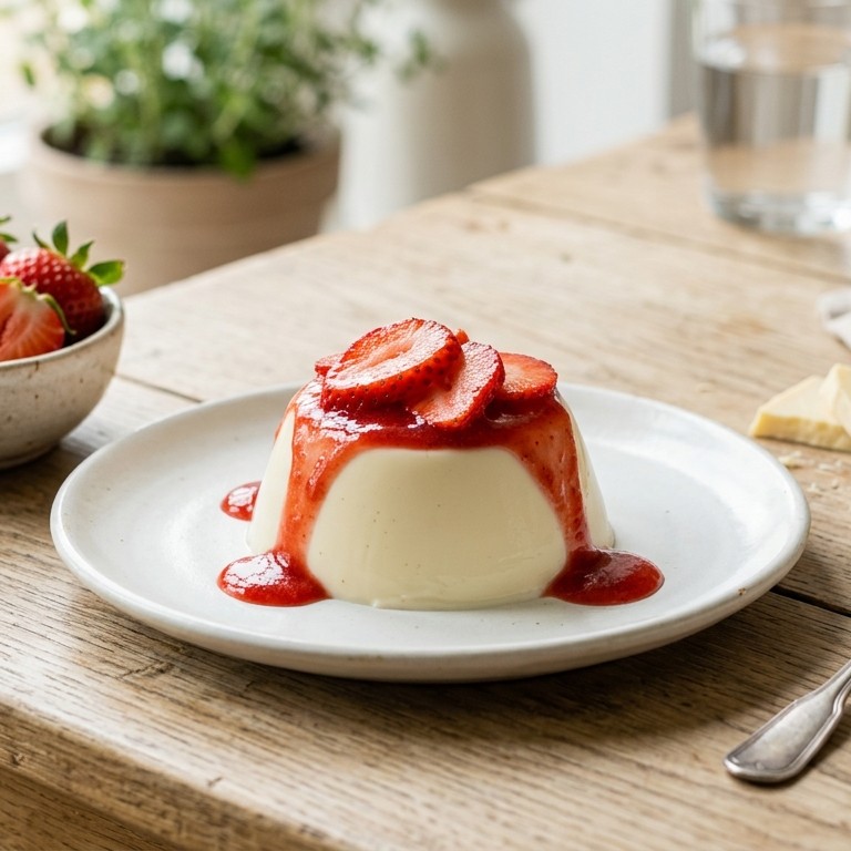 Panna Cotta met wittte chocolade en aardbeien recept