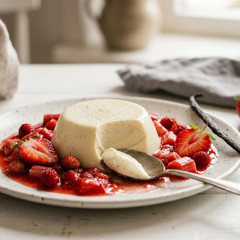 Panna cotta van witte chocolade met aardbeien recept