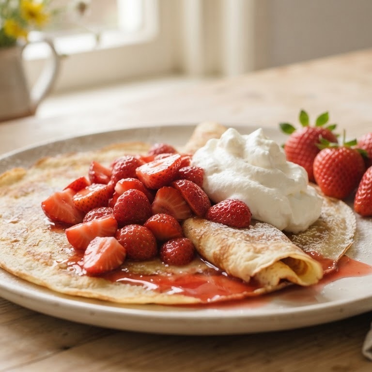 Pannekoek met aardbeien recept