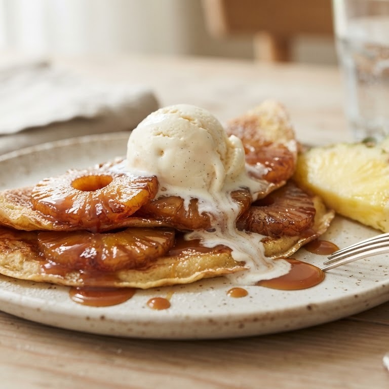 Pannenkoek met gekarameliseerde ananas recept