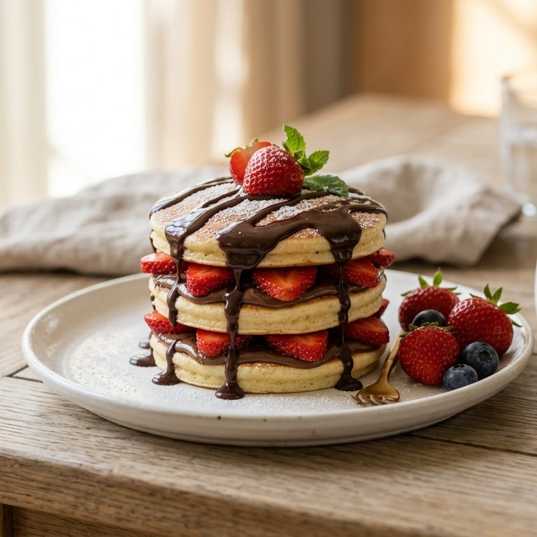 Pannenkoekentaartjes met chocolade saus recept