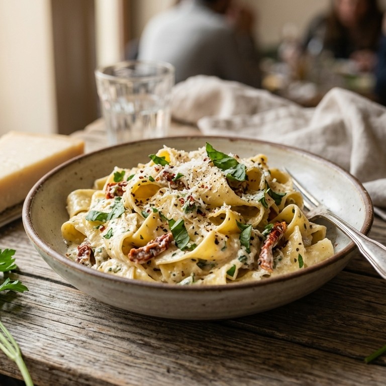 Pappardelle met ricotta en basilicum recept