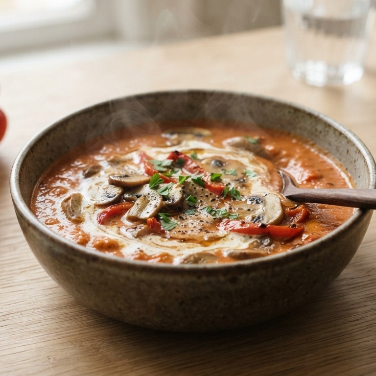 Paprika-champignonsoep recept