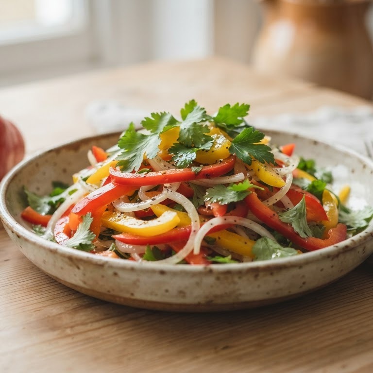 Paprika- en uiensalade recept