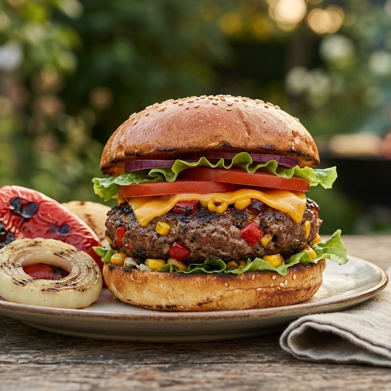 Paprika-mais burger recept