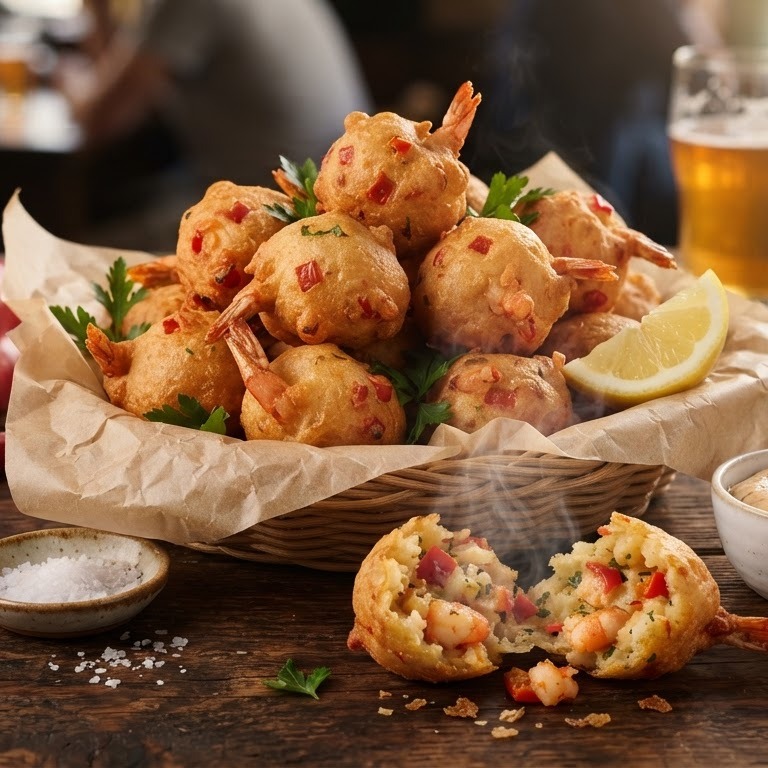 Paprika scampi beignets recept