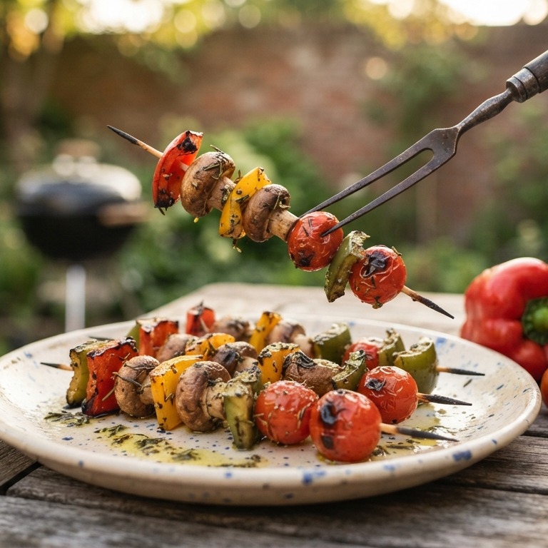 Paprika spiesjes voor op de BBQ recept