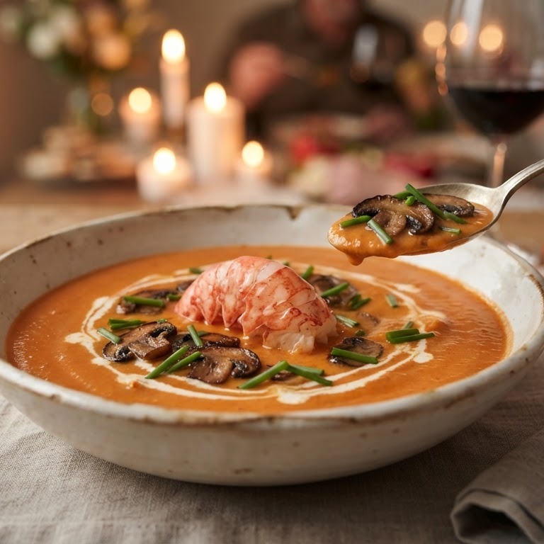 Paprikasoep met kreeftenstaartjes en bieslook recept