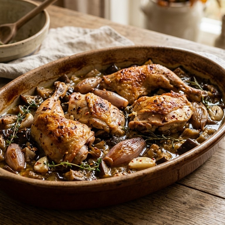 Parelhoen met aubergine recept