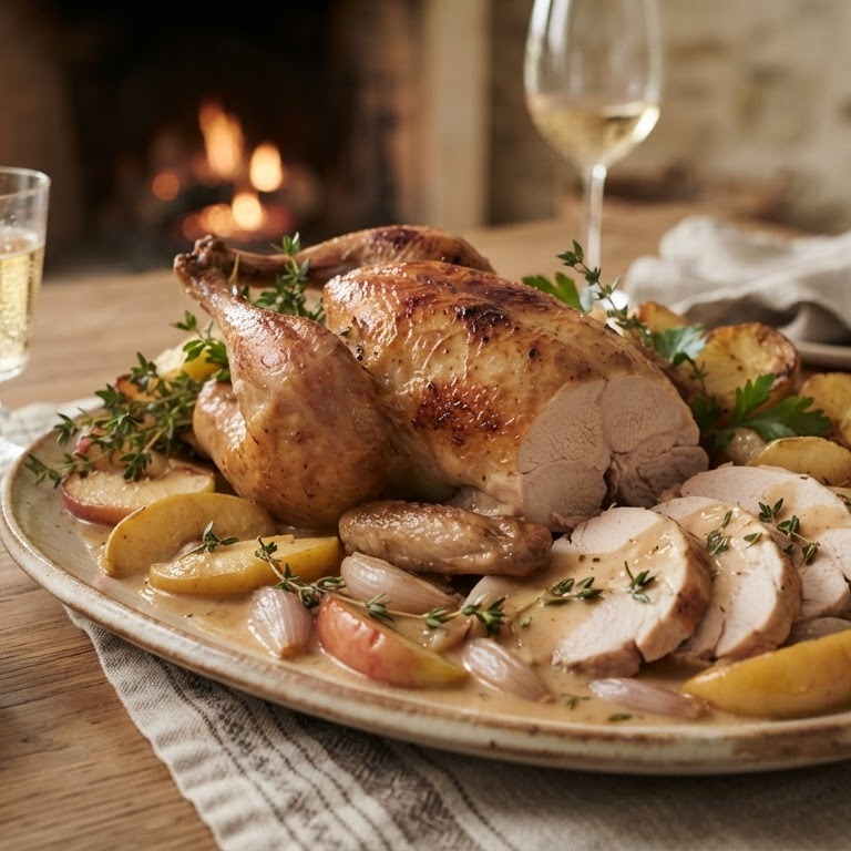 Parelhoen met calvados recept