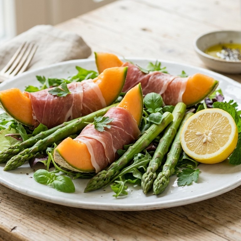 Parmaham met meloen en asperges recept