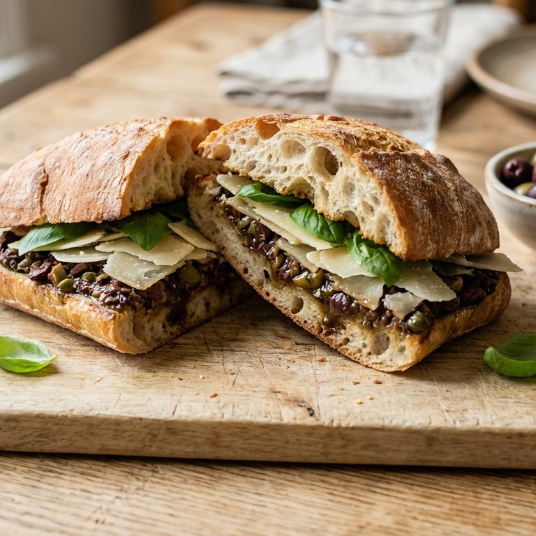 Parmezaan-sandwich met olijventapenade recept