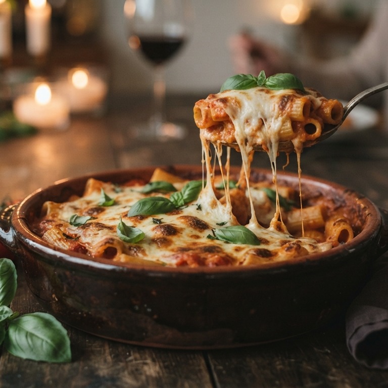 Pasta al forno met tomaat en mozzarella recept