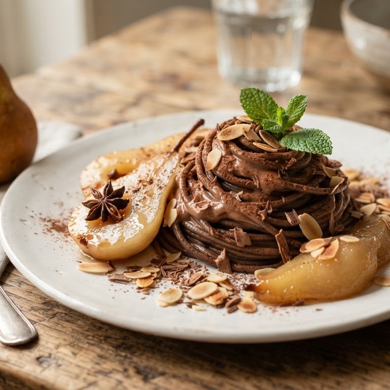 Pasta au Chocolat met peertjes recept