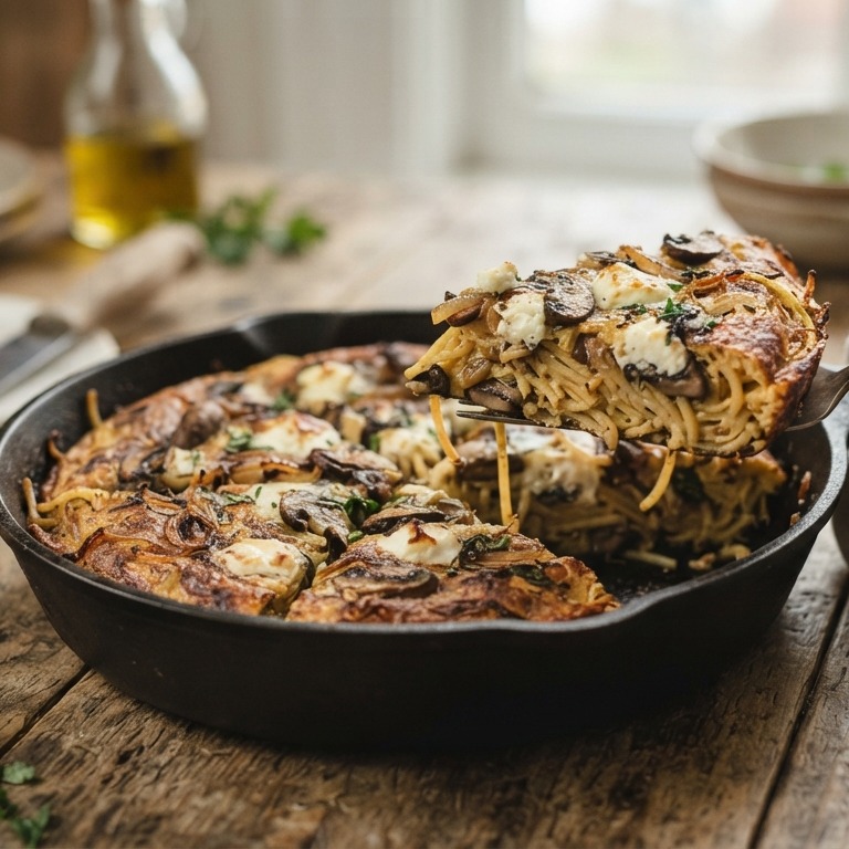 Pasta fritatta met paddestoelen recept