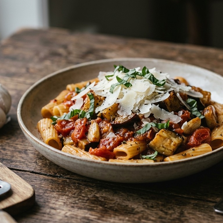 Pasta met aubergine recept
