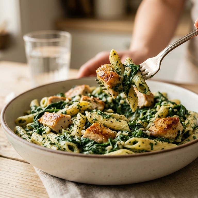 Pasta met boursinspinazie recept