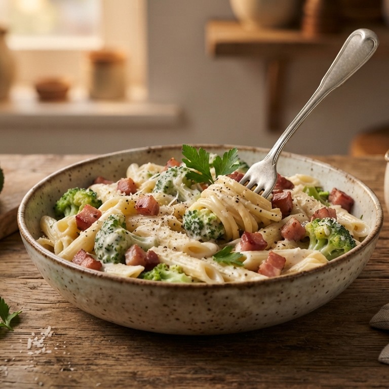 Pasta met broccoli en spekjes recept