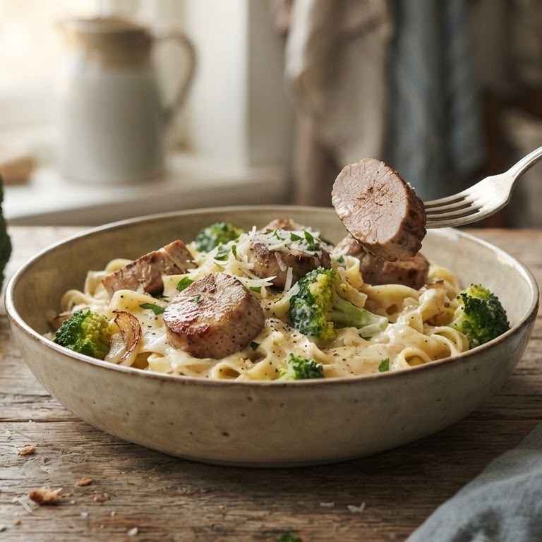 Pasta met broccoli en varkenshaas recept