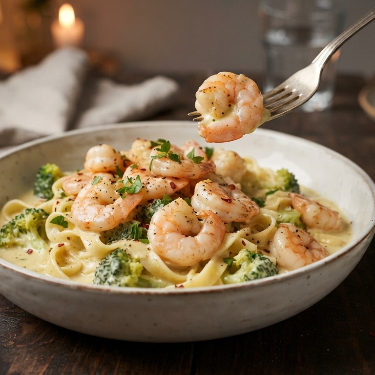 Pasta met broccolli en scampi's in currylookroomsaus recept