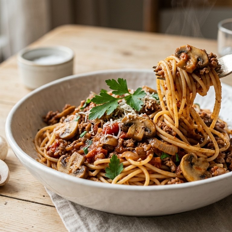 Pasta met champignons recept