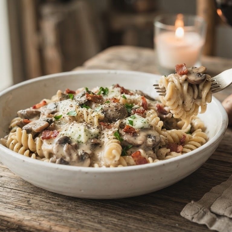 Pasta met champignonsoep recept