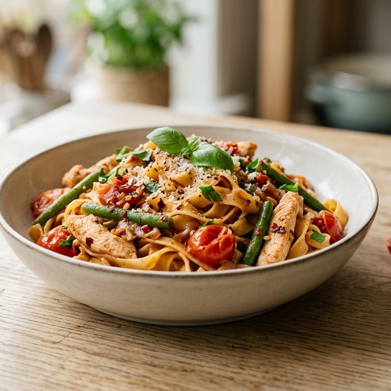 Pasta met chili - tomatensaus recept