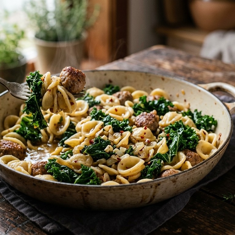 Pasta met gehakt en boerenkool recept