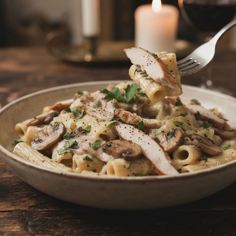 Pasta met gerookte kip recept