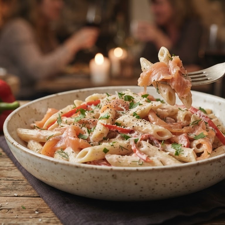 Pasta met gerookte zalm recept