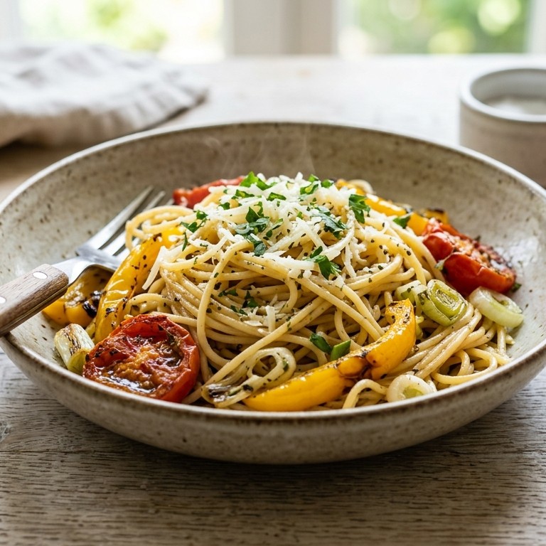 Pasta met geroosterde groenten recept