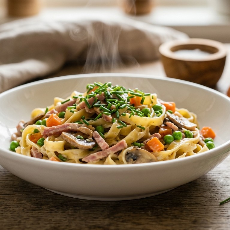 Pasta met ham en ei recept