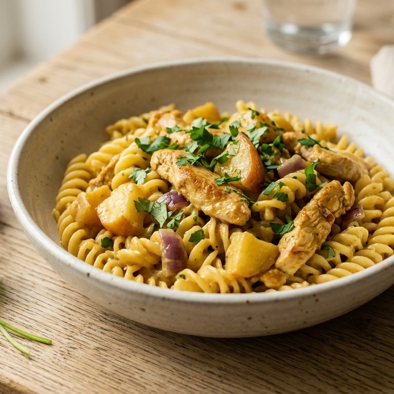 Pasta met kip en appel recept